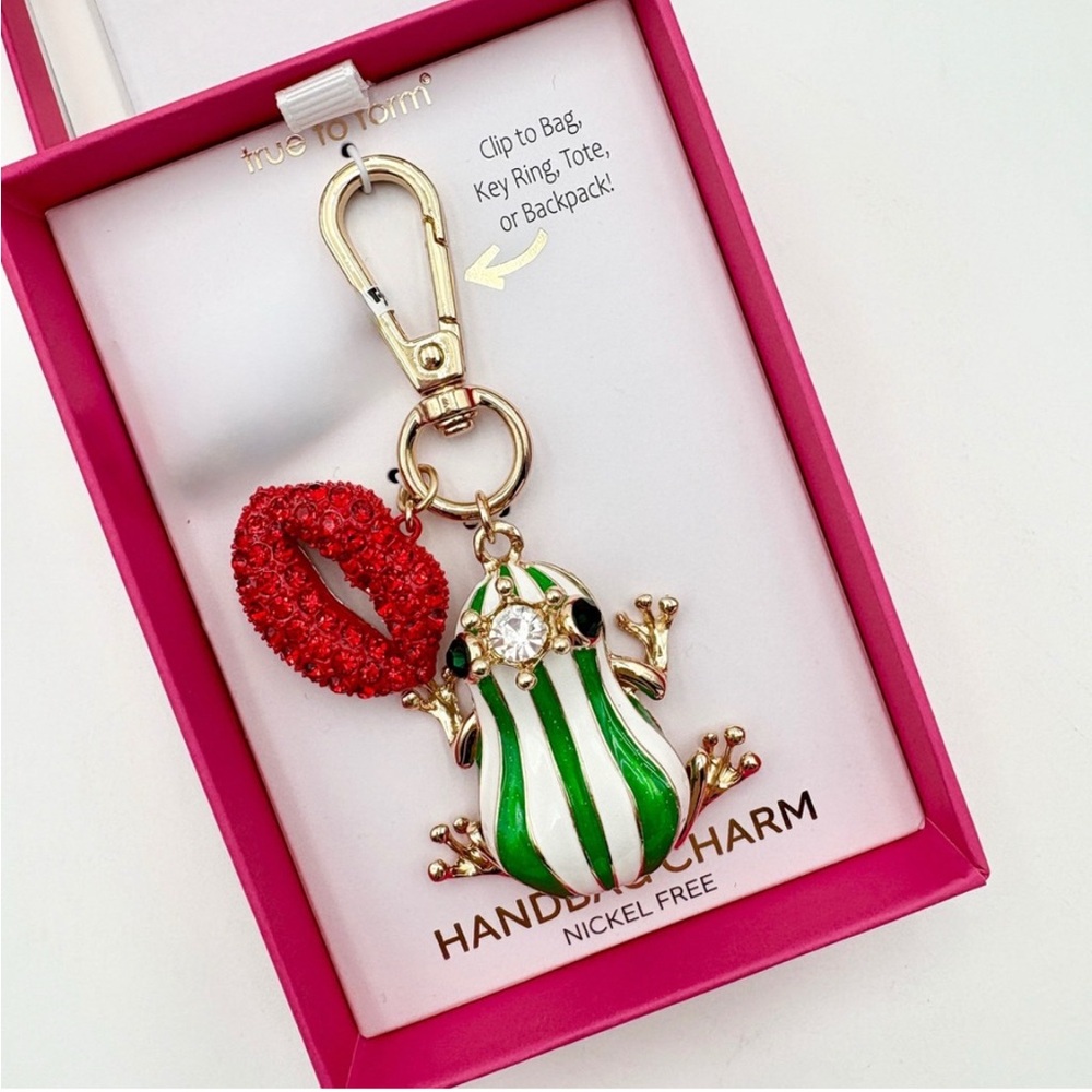👉✨️ True To Form Frog Handbag Charm Key Ring Clip On Bag Tote Backpack